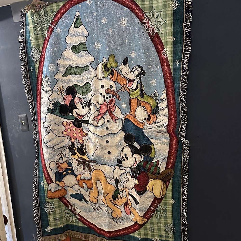 Disney Festive Holiday Throw Blanket - Green, Blue, Red